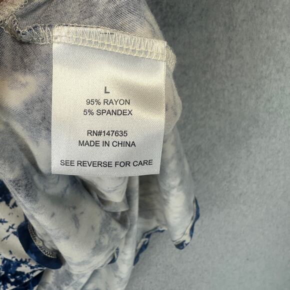 Romeo + Juliet Couture Top Womens Large Blue White Tie Dye Assymentrical Tunic - Picture 6 of 10